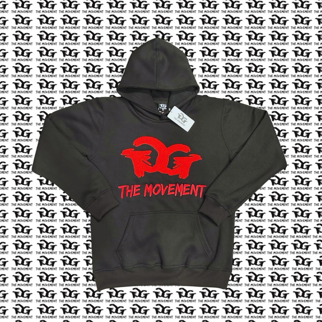 GrindgangTm Chenille Logo Hoodie – Black/Red