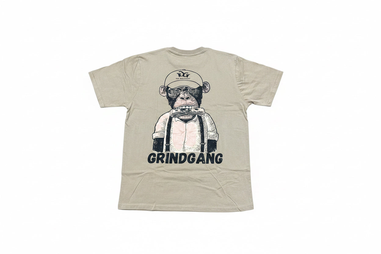 GG “GrindGang Monkey” T-Shirt – Stone Wash Sand