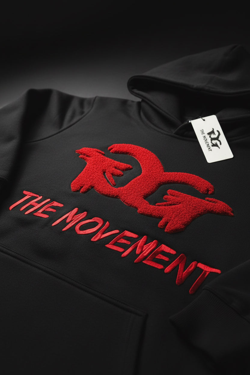 GrindgangTm Chenille Logo Hoodie – Black/Red