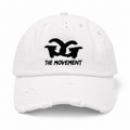 GrindgangTm “The Movement” Distressed Dad Hat – White/Black Edition