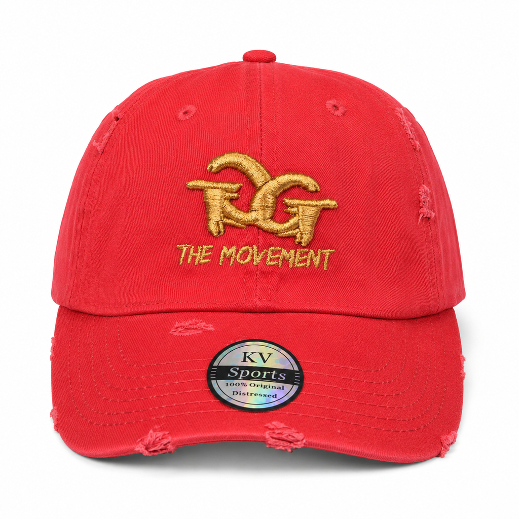GrindgangTm “Red Ember” Distressed Dad Hat