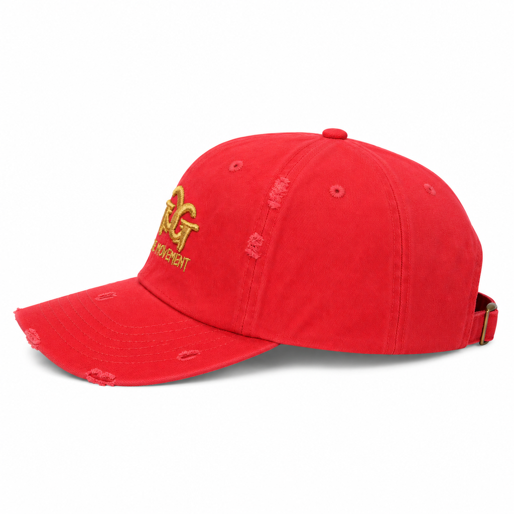 GrindgangTm “Red Ember” Distressed Dad Hat