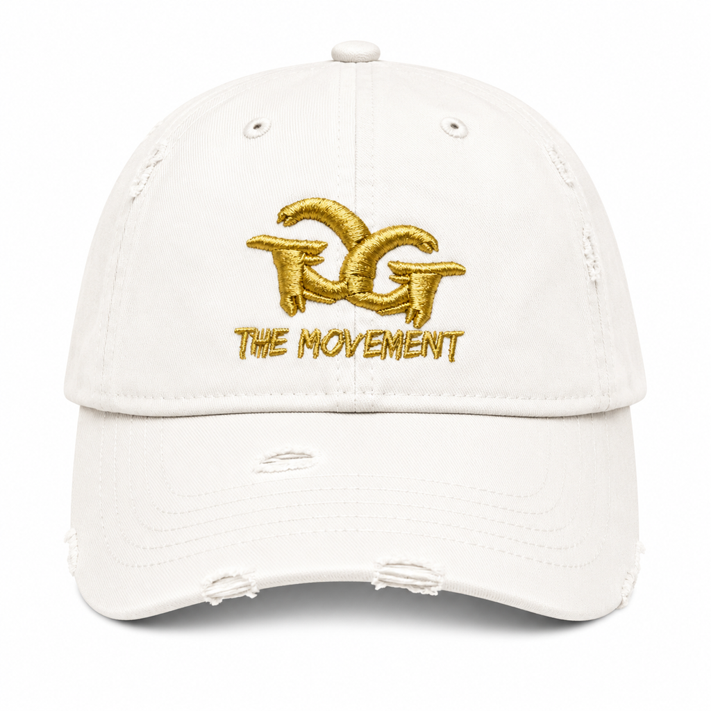 GrindgangTm “Ivory Gold” Distressed Dad Hat