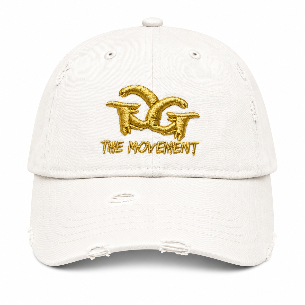 GrindgangTm “Ivory Gold” Distressed Dad Hat