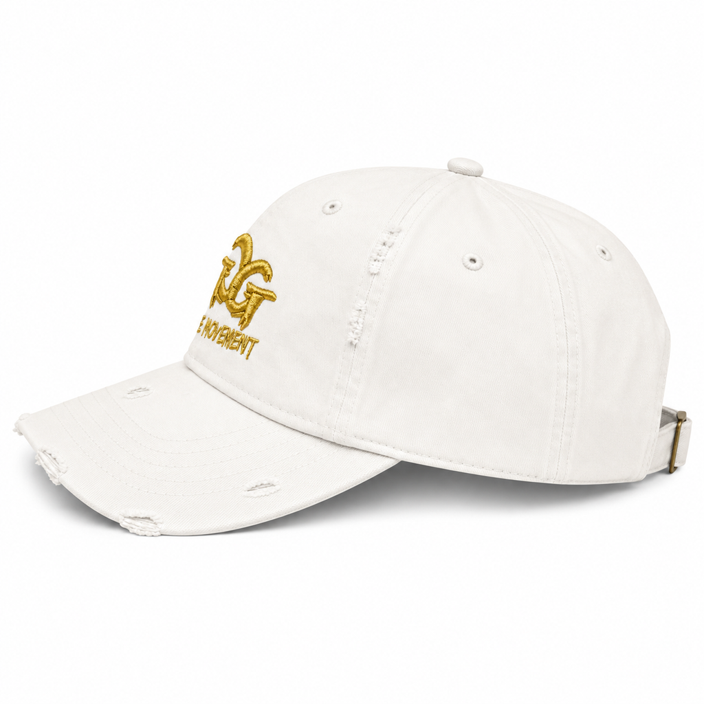 GrindgangTm “Ivory Gold” Distressed Dad Hat