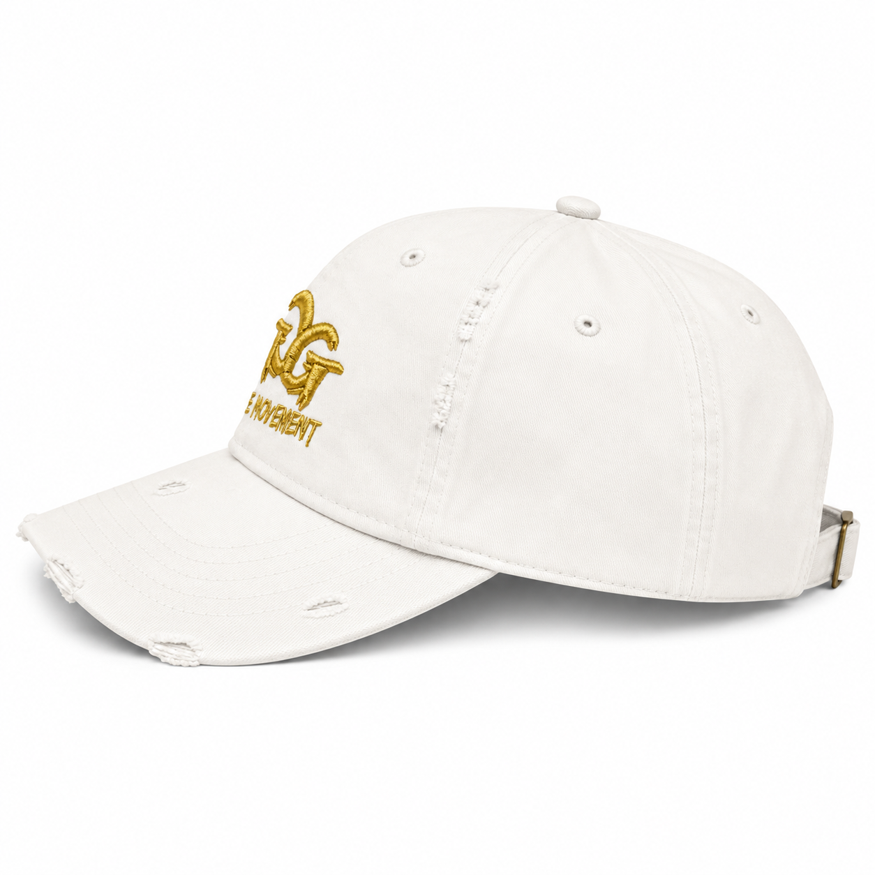 GrindgangTm “Ivory Gold” Distressed Dad Hat
