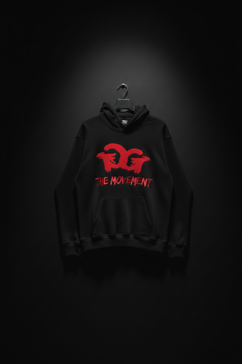 GrindgangTm Chenille Logo Hoodie – Black/Red